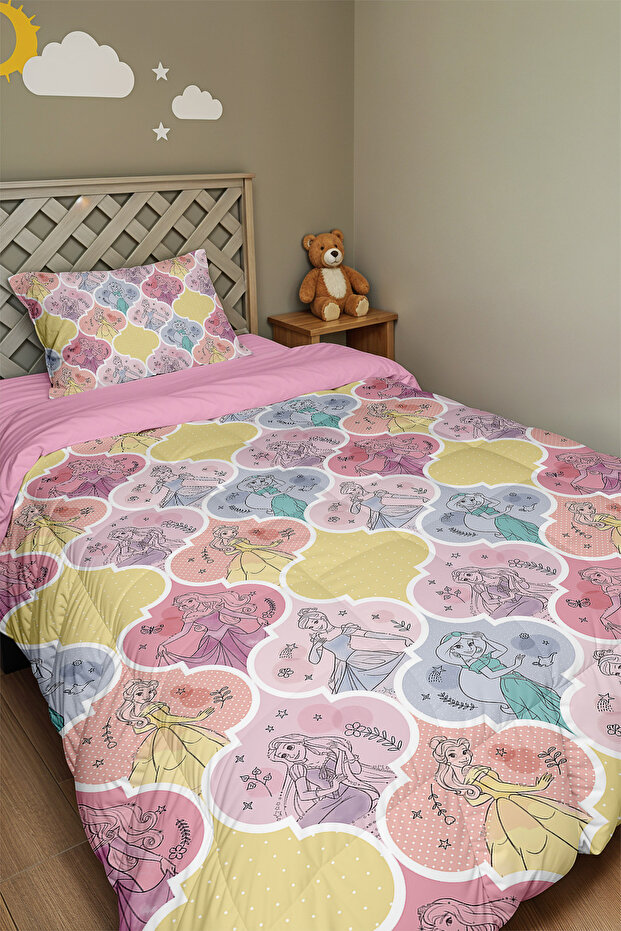 Fairytale Princesses Patterned Single Duvet and Pillowcase