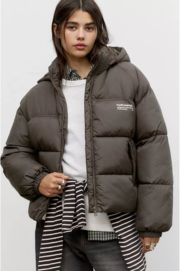 Allbucks Pull&Bear Logolu Hooded Inflatable Coat Abpnb3764