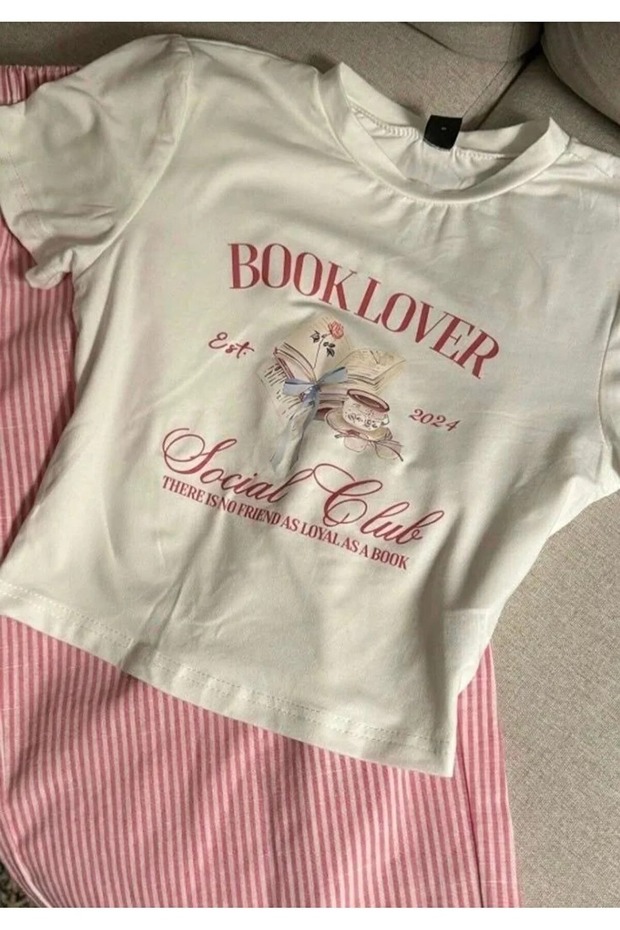 تيشيرت Ophella Women Book Lover مطبوع White بقصة قصيرة