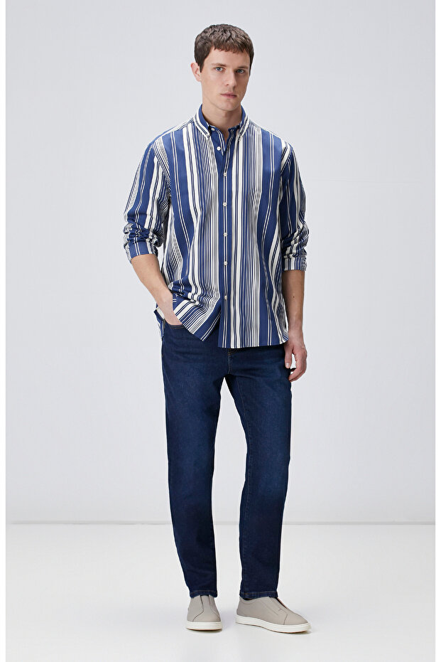 Lacivert Denim Pantolon - 1