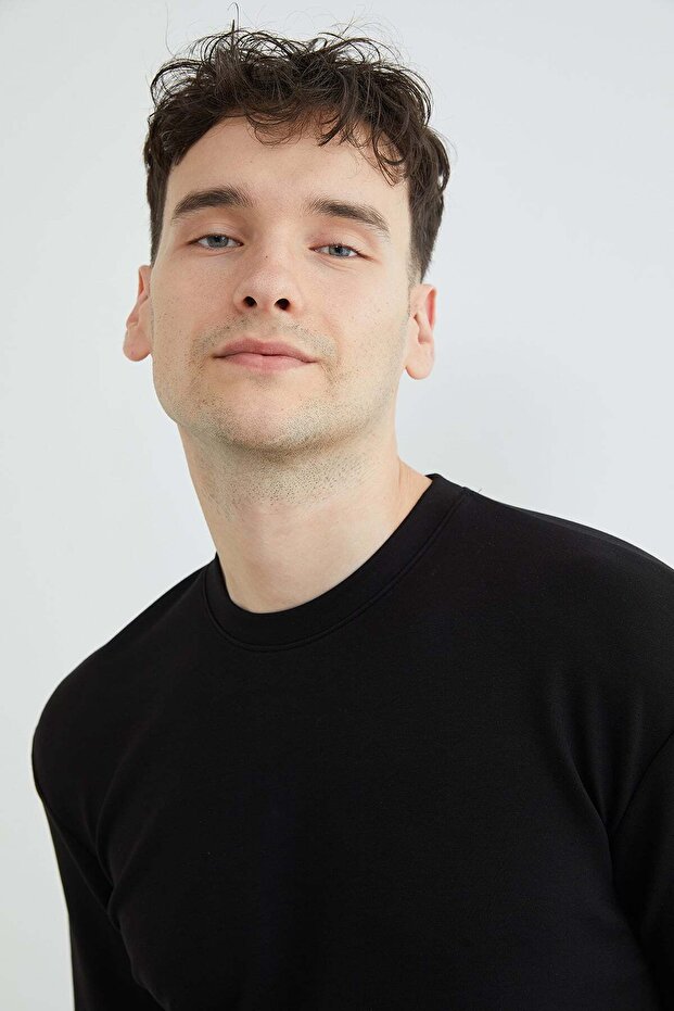 Basic Bisiklet Yaka Modal Tişört - 6