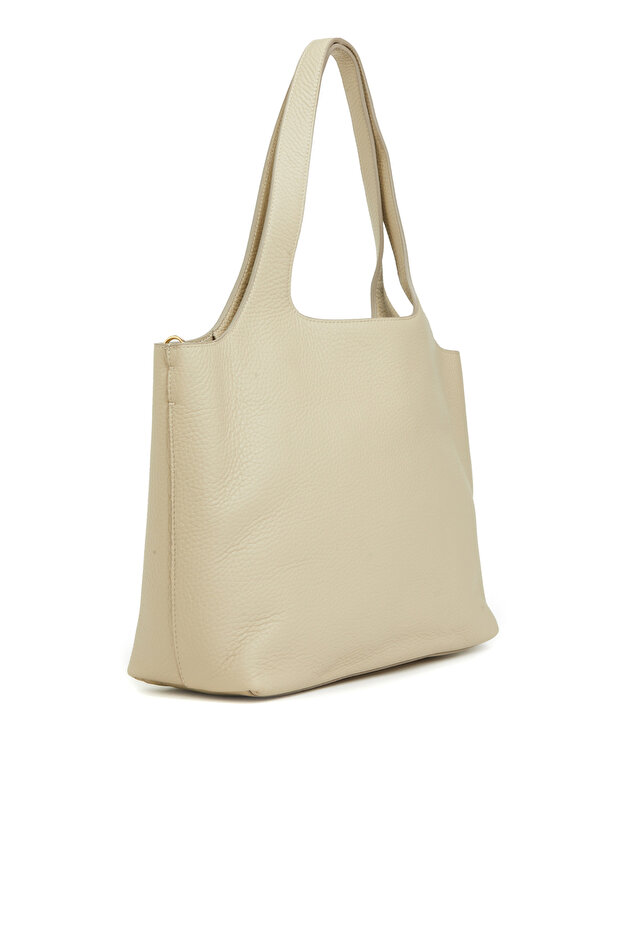 Krem Kadın Deri Çanta - 3