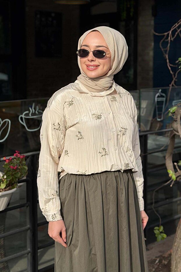 Gömlek 10002611511015 Bej - 4