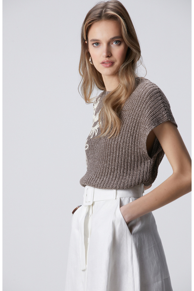 Vizon Nakış Detaylı Triko - 4