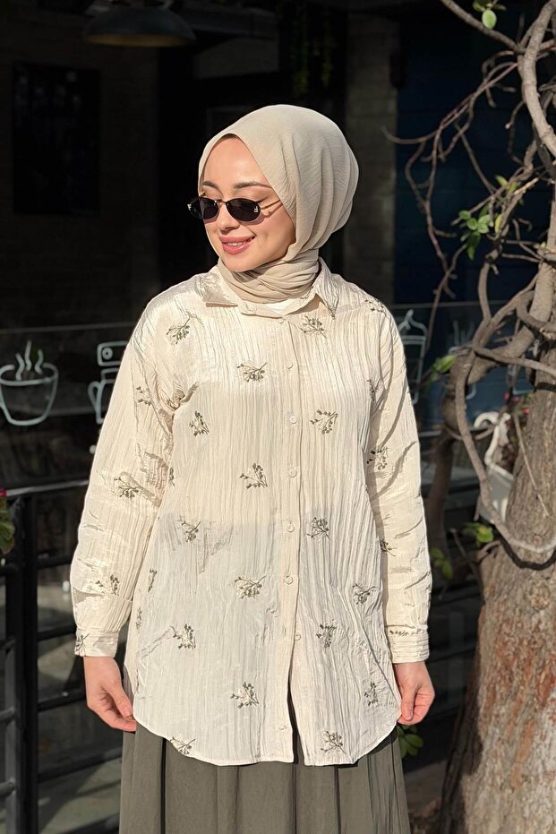 Gömlek 10002611511015 Bej - 3