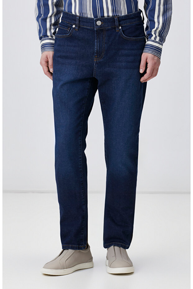 Lacivert Denim Pantolon - 2