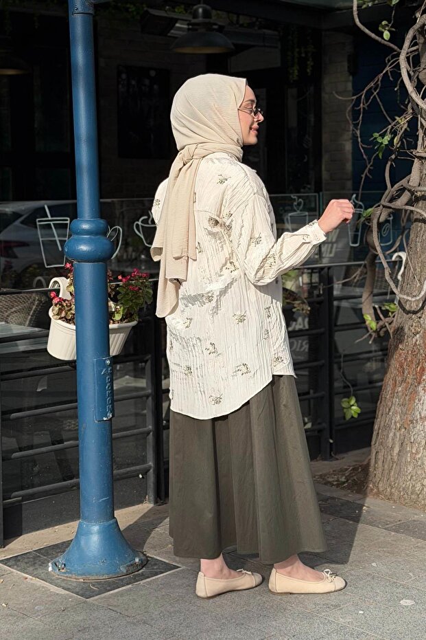 Gömlek 10002611511015 Bej - 5