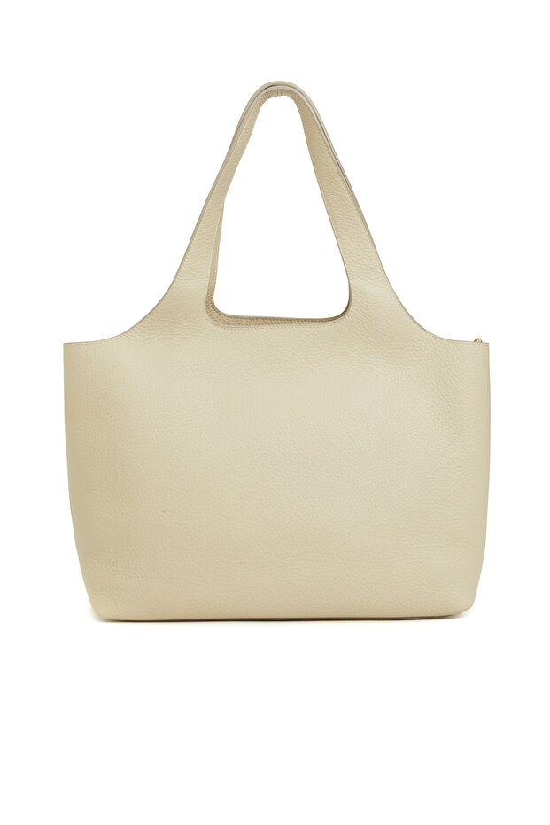 Krem Kadın Deri Çanta - 4