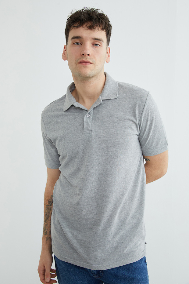 Basic Polo Yaka Pike Tişört - 5