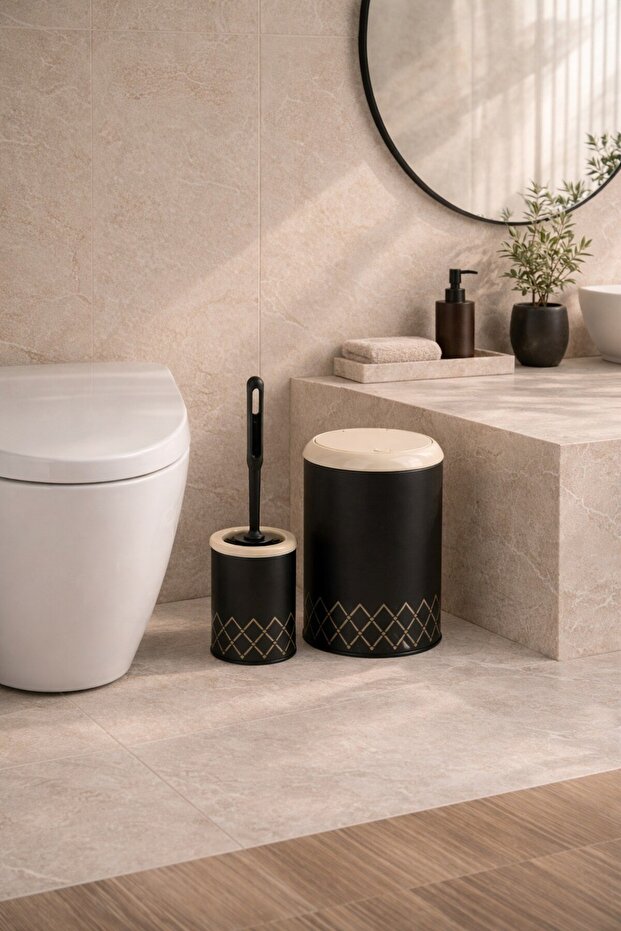 Geometric Zigzag Patterned 2-Piece Bathroom Set - 4