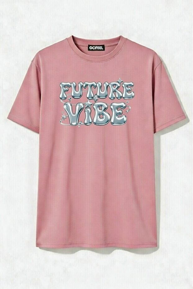 Unisex Oversized Pink Future Vibe Detailed T-Shirt