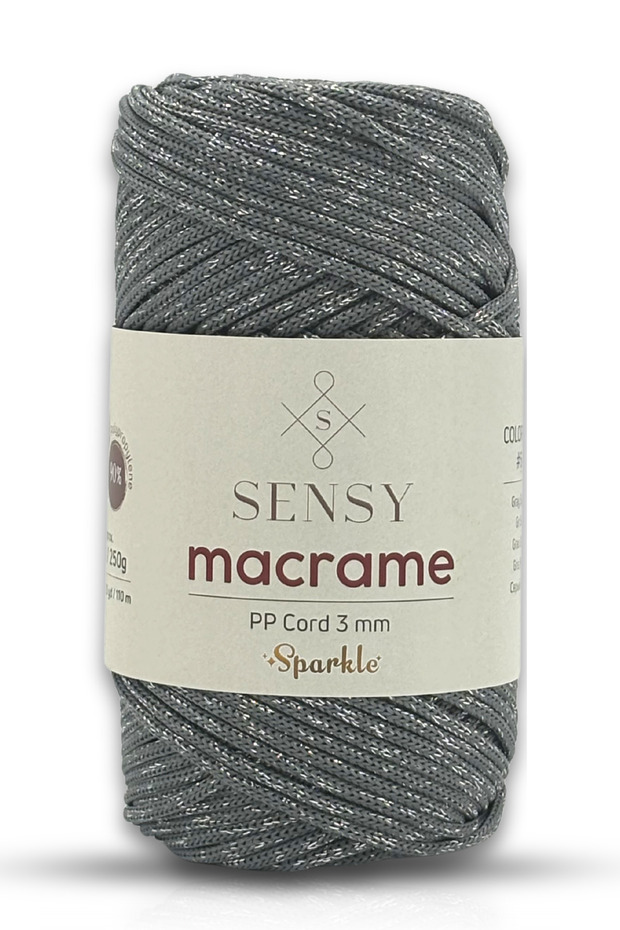 خيط 3 مم لمّاع بوليستر مكرمية رمادي 250 جرام خيط سوبا و خيط حقيبة بلي بوليستر - 1