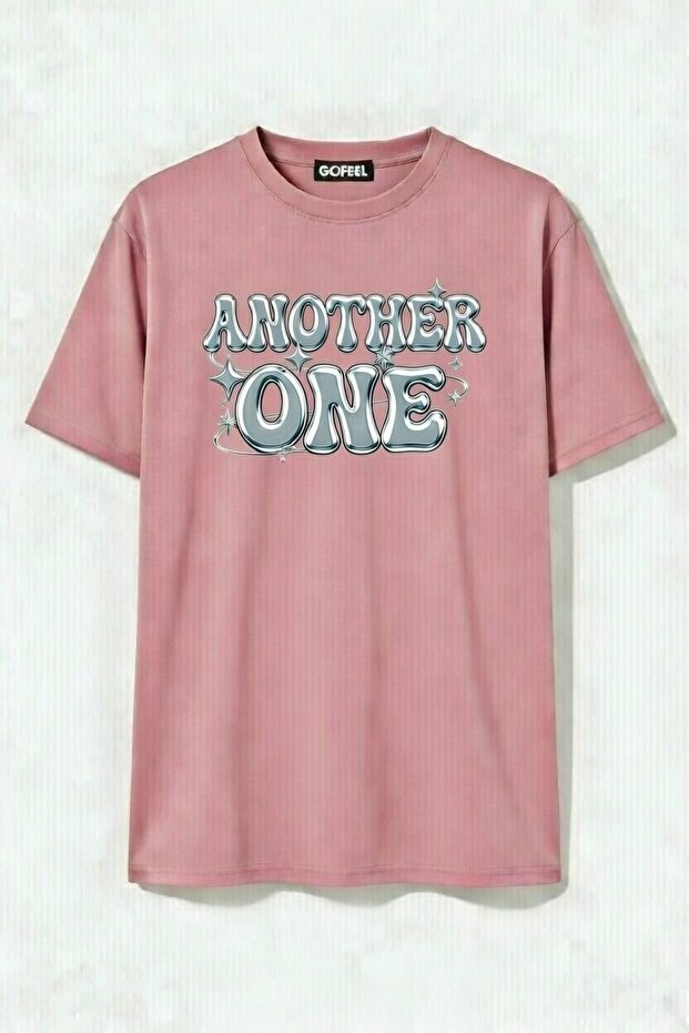Unisex Oversized Pink Another One Detailed T-Shirt