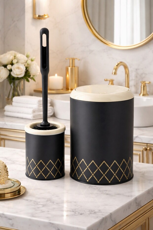 Geometric Zigzag Patterned 2-Piece Bathroom Set - 3