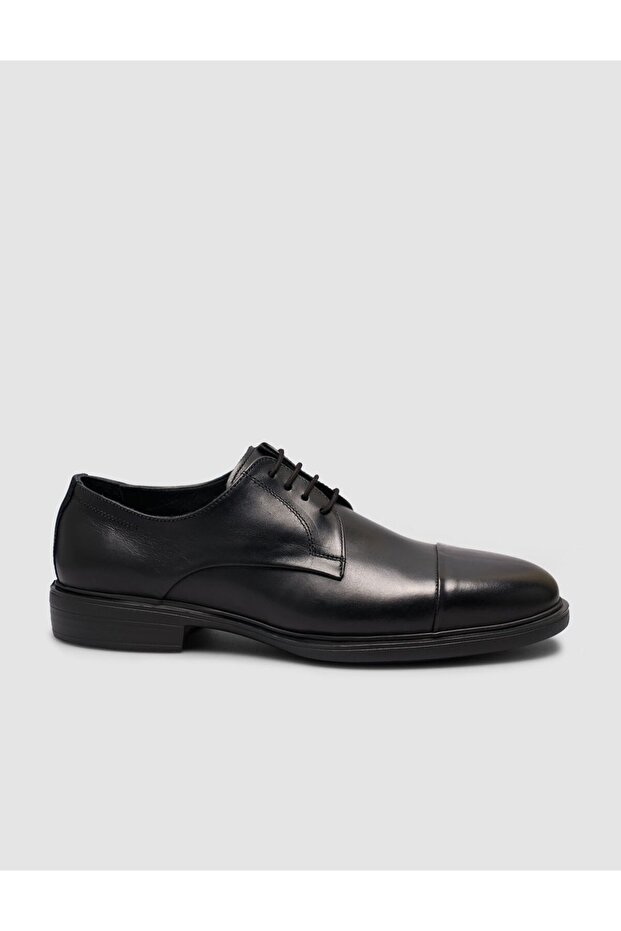 Black Genuine Calf Leather Leather Lace-Up Classic Men's Shoes