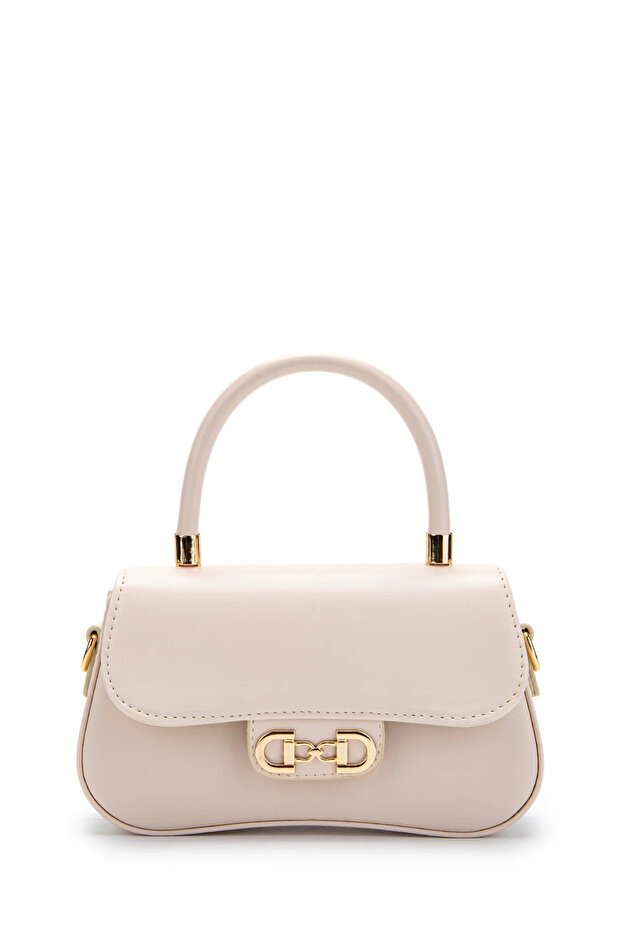 Women's Cream Covered Baguette Model Hand and Shoulder Bag Piece