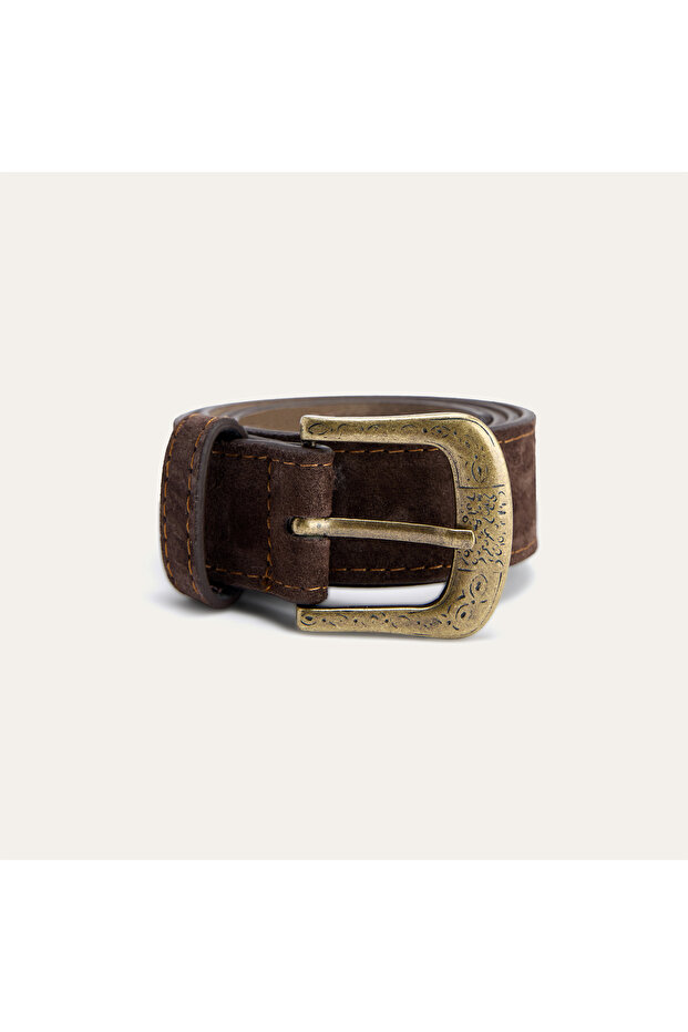 Women's Brown Vintage Buckle Leather Belt