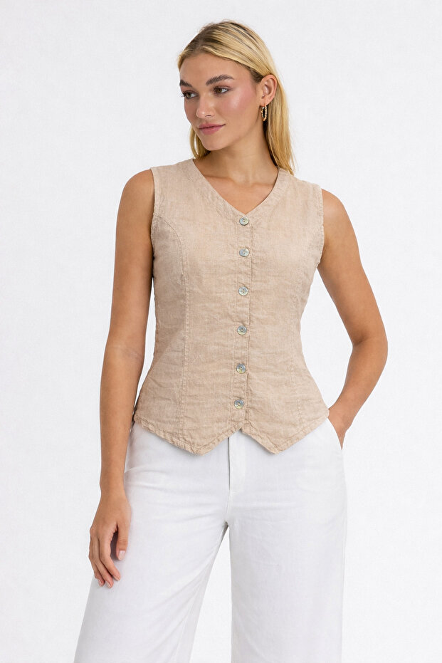Linen Vest / Shirt - Linen Vienna Jacket - 1590