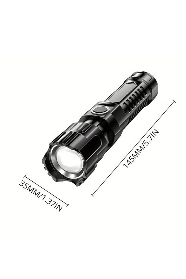 LED Handheld Flashlight – Multifunctional, Shock-Resistant, 200M Range, Black - 7