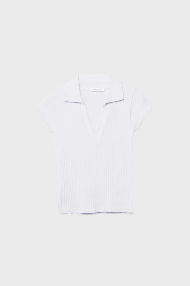 Basic dikişsiz polo t-shirt - 6