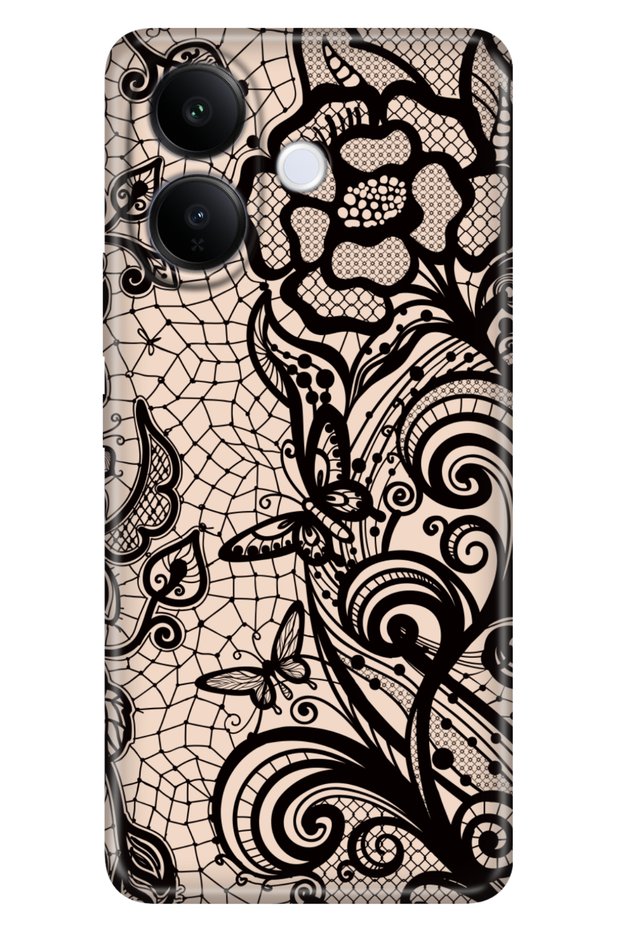 Vivo V60 Lite 5g Compatible Case Patterned Silicone Printed Cover Pink Mandala