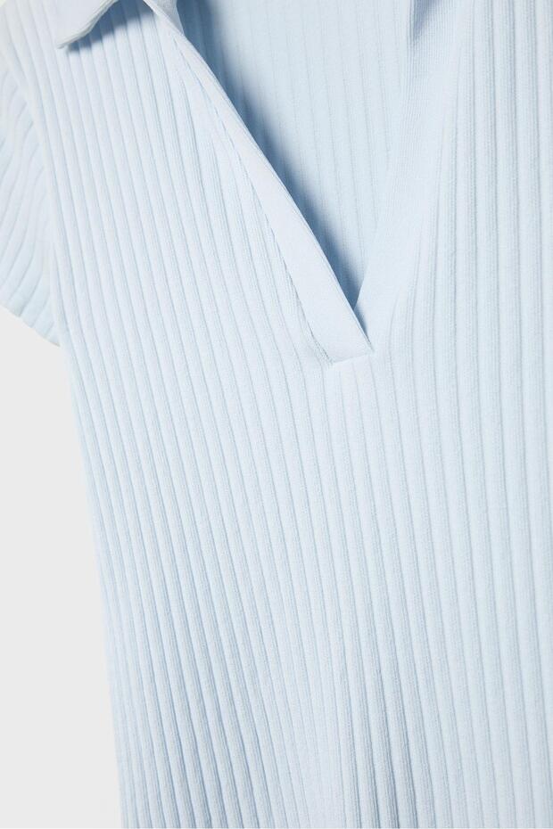 Basic dikişsiz polo t-shirt - 8