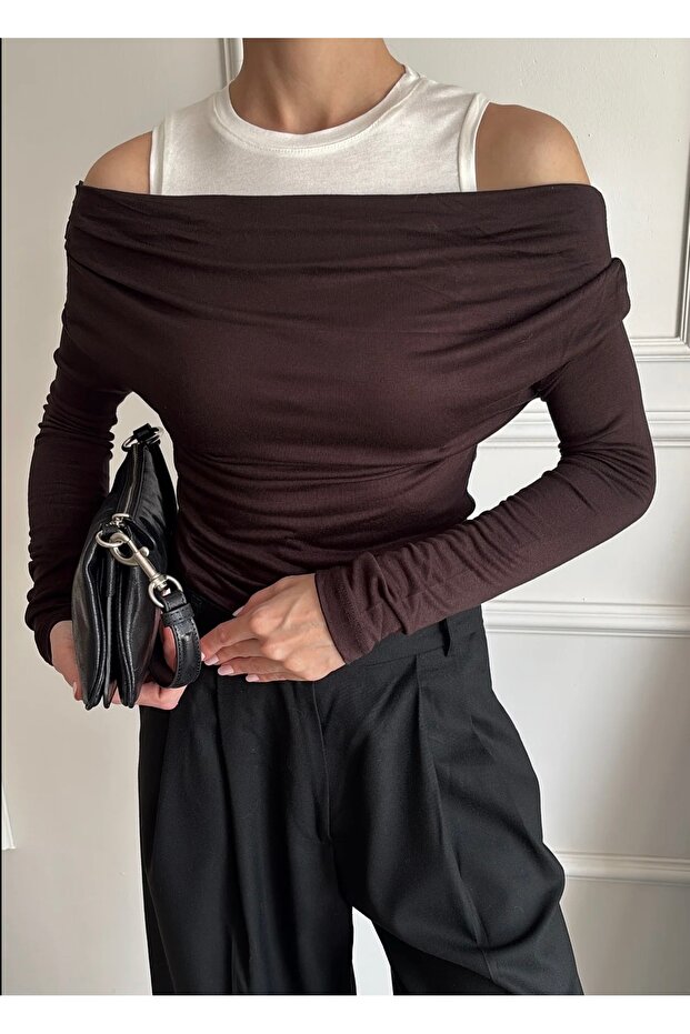 Bitter Coffee Double-Layer Double Transitional Blouse - 2