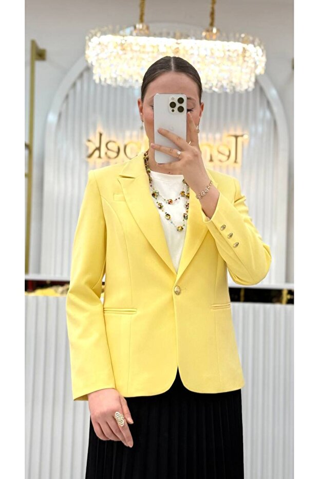 Tek Düğmeli Blazer Ceket - 4