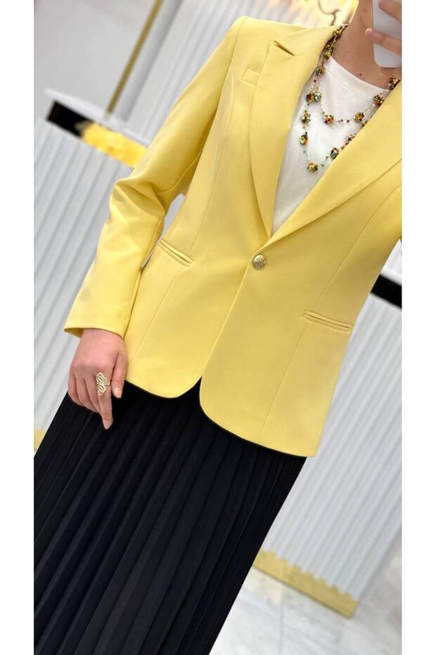 Tek Düğmeli Blazer Ceket - 3