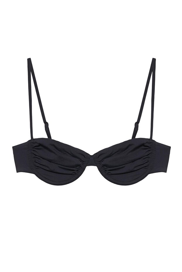 Drape detaylı balkonet bikini üstü - 2