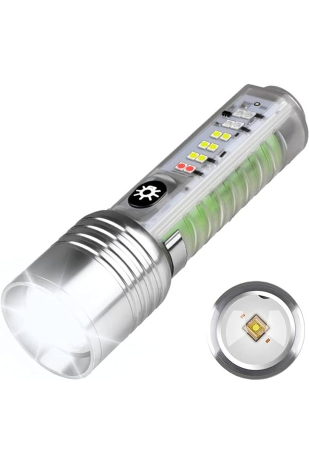 مصباح يدوي صغير بتقنية LED طراز P50 CB-1658 – مصباح يدوي تكتيكي فائق السطوع قابل للتكبير مع أوضاع متعددة