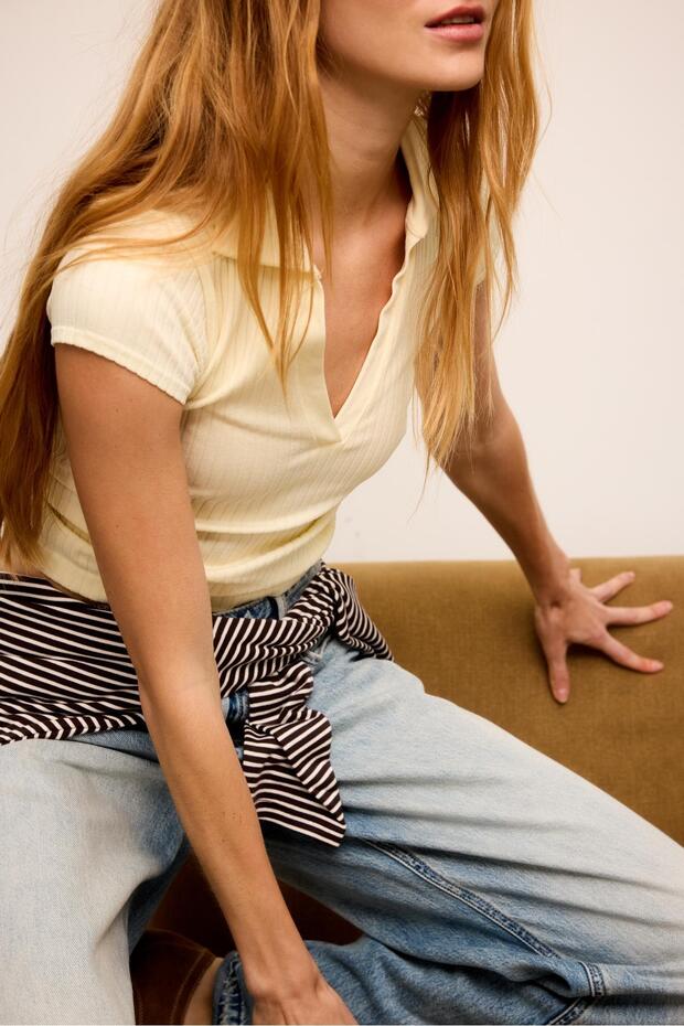 Basic dikişsiz polo t-shirt - 2