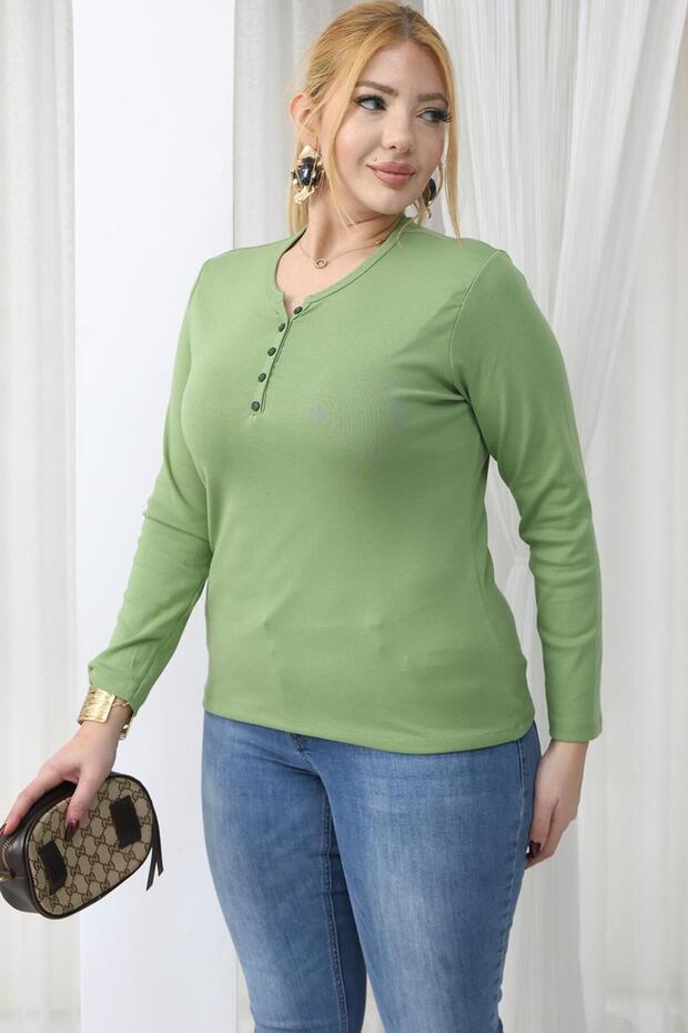 Plus Size Cotton Stretch Fabric Basic Blouse - 5