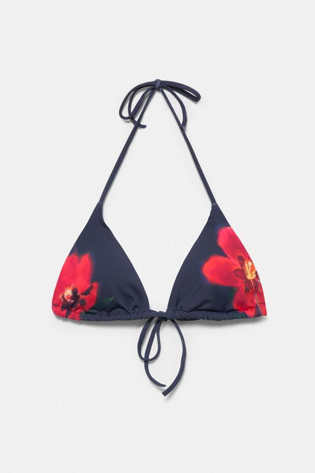 Çiçekli üçgen bikini üstü - 6
