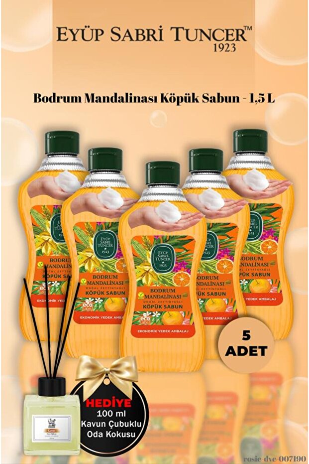 5-Pack 1.5 L Bodrum Tangerine Foam Soap Melon Fragrance Gift