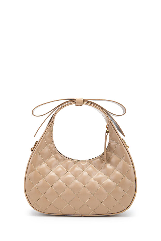 Bow Strap Detailed Mathilda Women's Crossbody Bag Mink