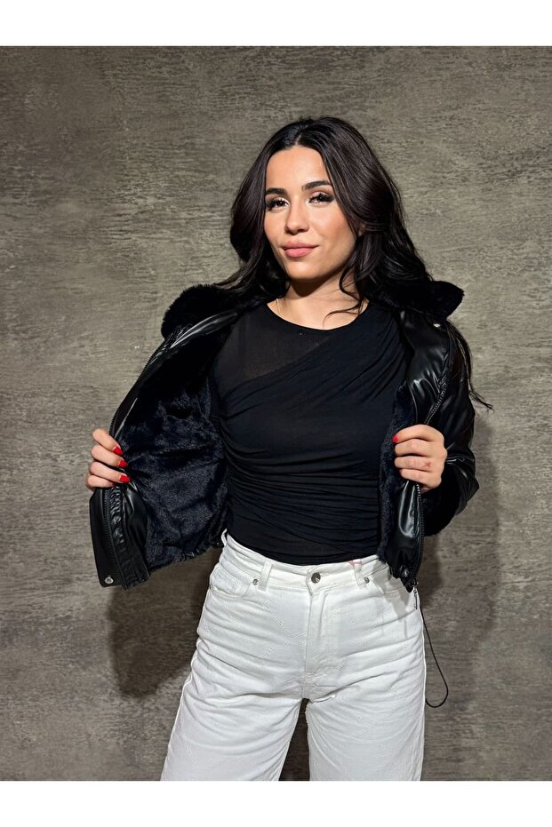 Leather Rabbit Lined Jacket - 1