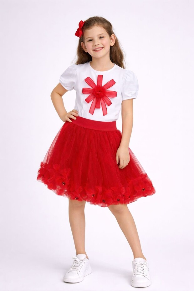 23 April Show Outfit Girls' Skirt T-Shirt Set A021