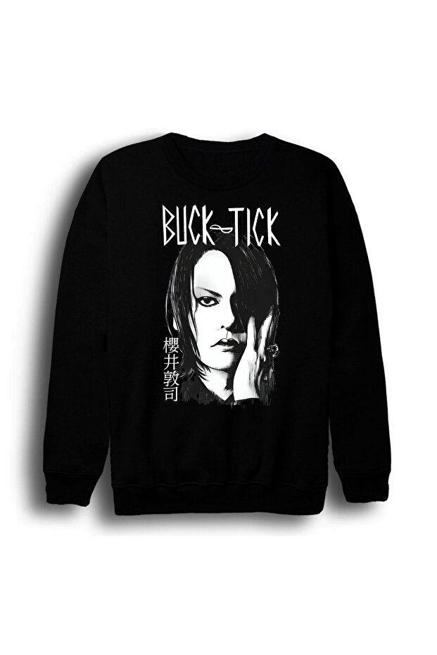Buck Tick - Music Group - Atsushi Sakurai Printed Unisex 100% Cotton Crew Neck Black Sweatshirt