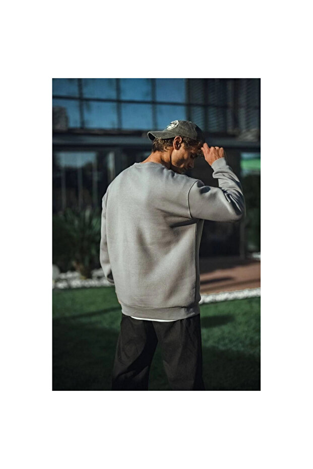 سترة شتوية برقبة دائرية وثلاث خيوط - رمادي مصبوغ - - 4