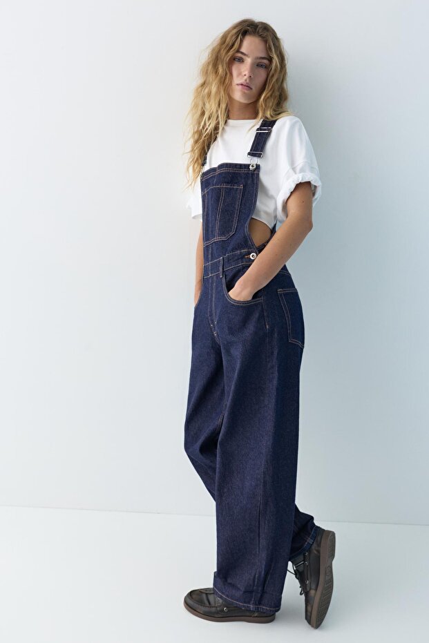 Uzun denim tulum - 4