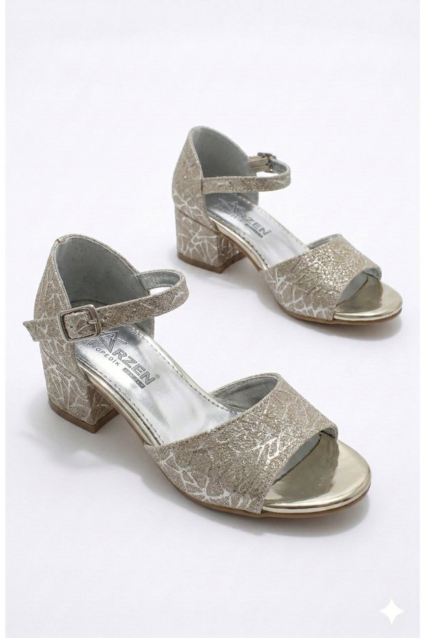 Girl's Heeled Shoes Open-Front Ankle-Length Buckled Evening Dress Sandals Wedding Invitation Graduation Shoes