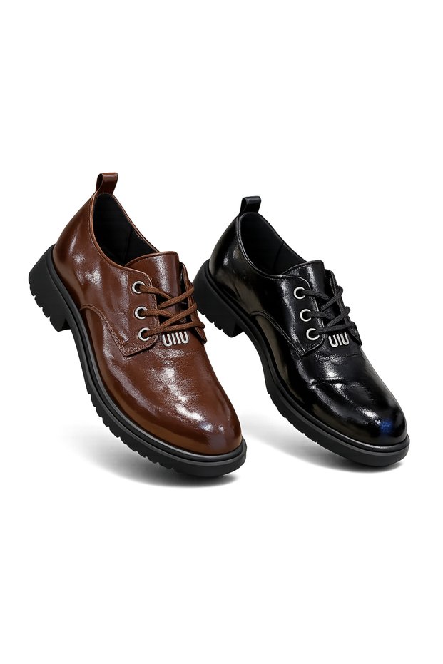 Lace-Up Shiny Oxford Style Casual Women's Shoes