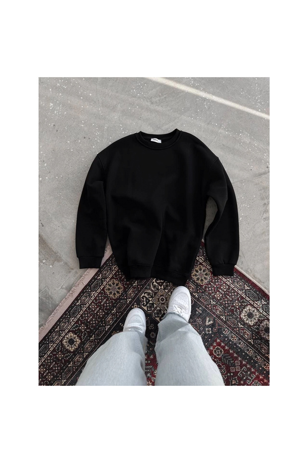 سترة شتوية بياقة دائرية وثلاث خيوط - أسود - - 5