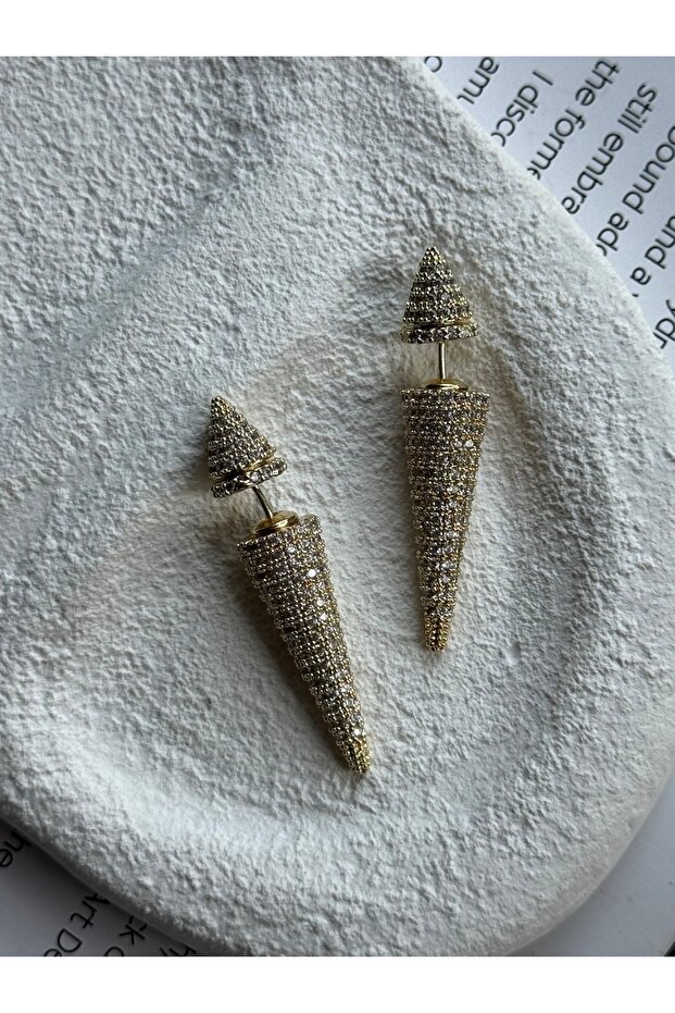 Imported Gold All-Stone Nail Earrings