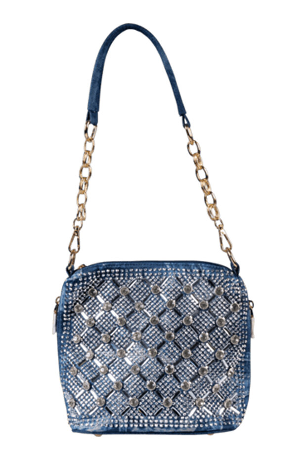 C1092 Women's Stoned Jean Sleeve and Shoulder Bag