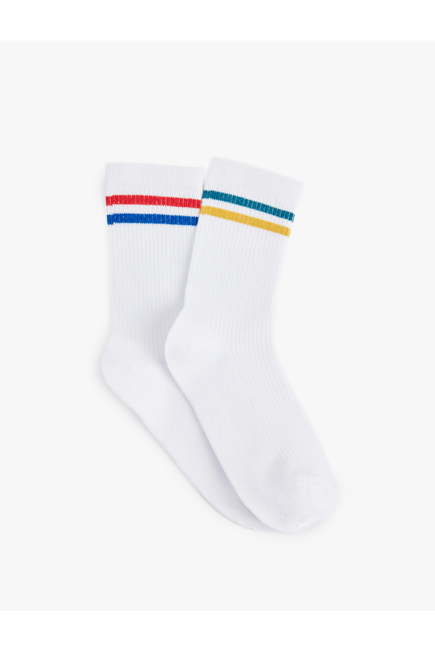 Cotton Pack of 2-Piece Striped Detail Socket Socks Set