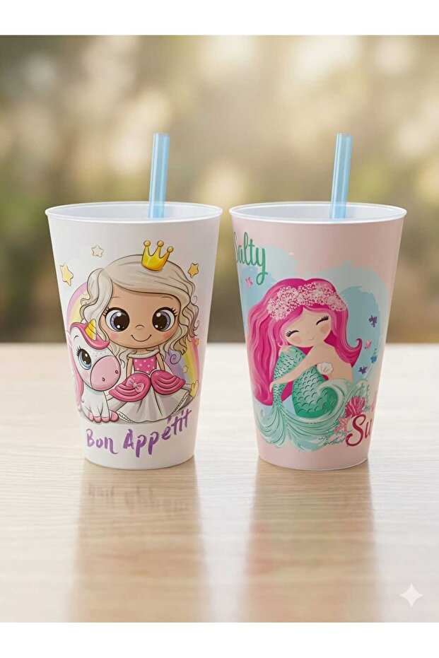 Glass with Straw 400 ml 2-Pack