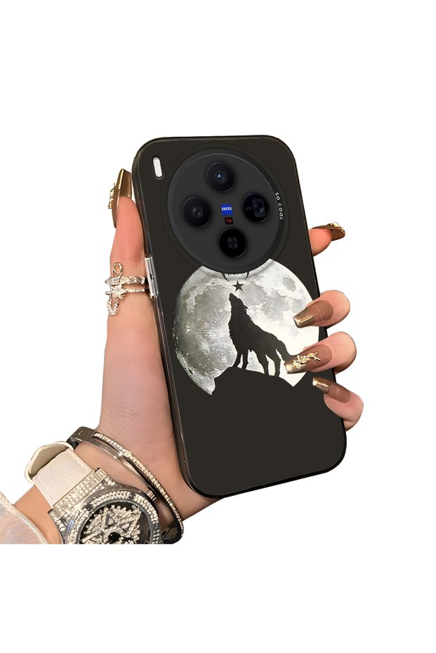 Vivo X300 Compatible Hard Acrylic Back Silicone Edge Lens Protection Case Wild Wolf