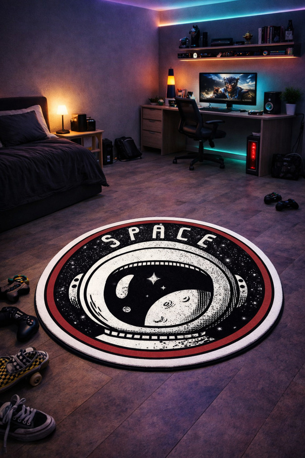 Non-Slip Sole Playstation Xbox Themed Machine Washable Gamer Youth Room Rug 180X180